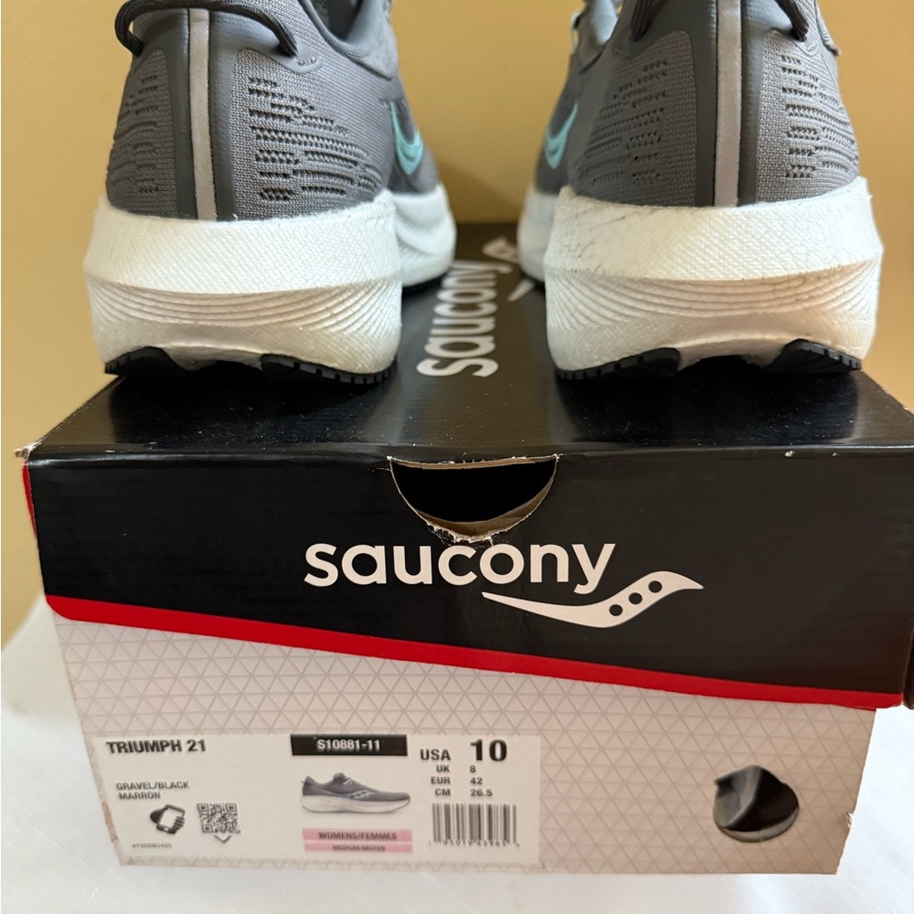 SAUCONY Triumph 21 Gray and Teal Athletic Shoes - Picture 8 of 9